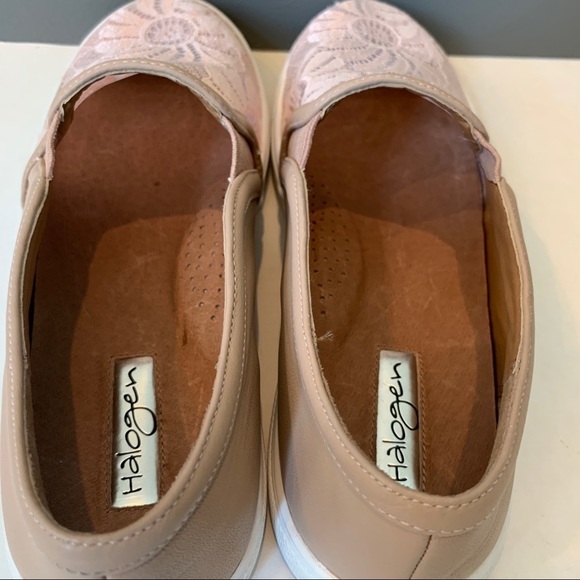 Halogen Pink Leather Slip On Shoes With Lace 8.5 - Picture 5 of 7